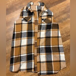Womens Long Plaid Flannel Vest